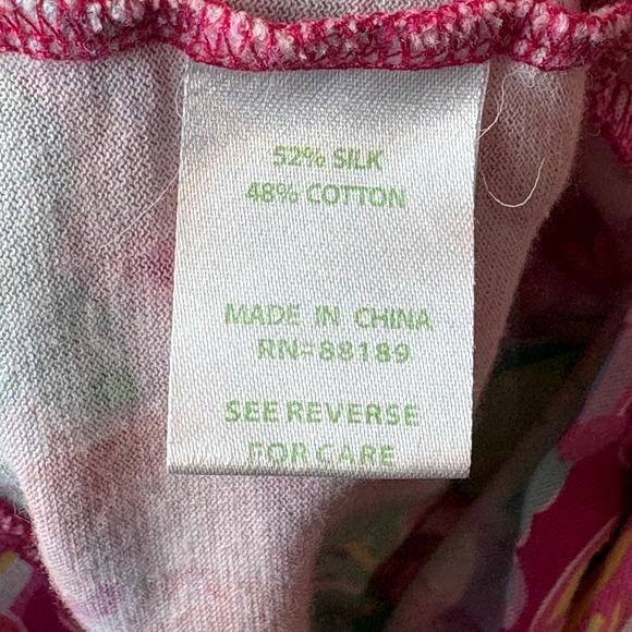 Lilly Pulitzer Pink Floral Cottagecore Silk Blend Ruffle Sleeve Summer Dress M - Picture 7 of 9
